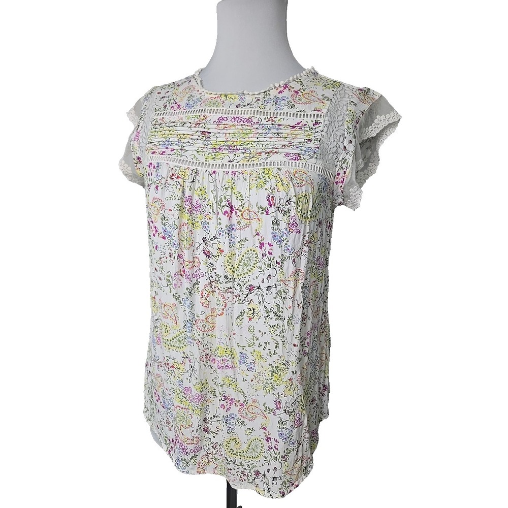Floral Lace Detail Women's Top Size Small JUNIORS